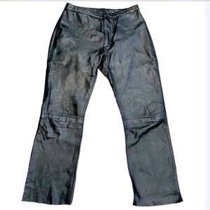 Vintage Albert Dunner Black Leather Pants Size 4 Straight Leg retro indie grunge